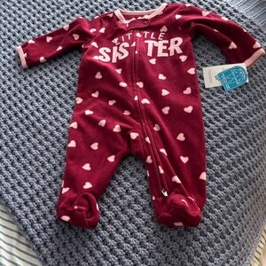 Carter's Maroon Heart Footie One Piece
